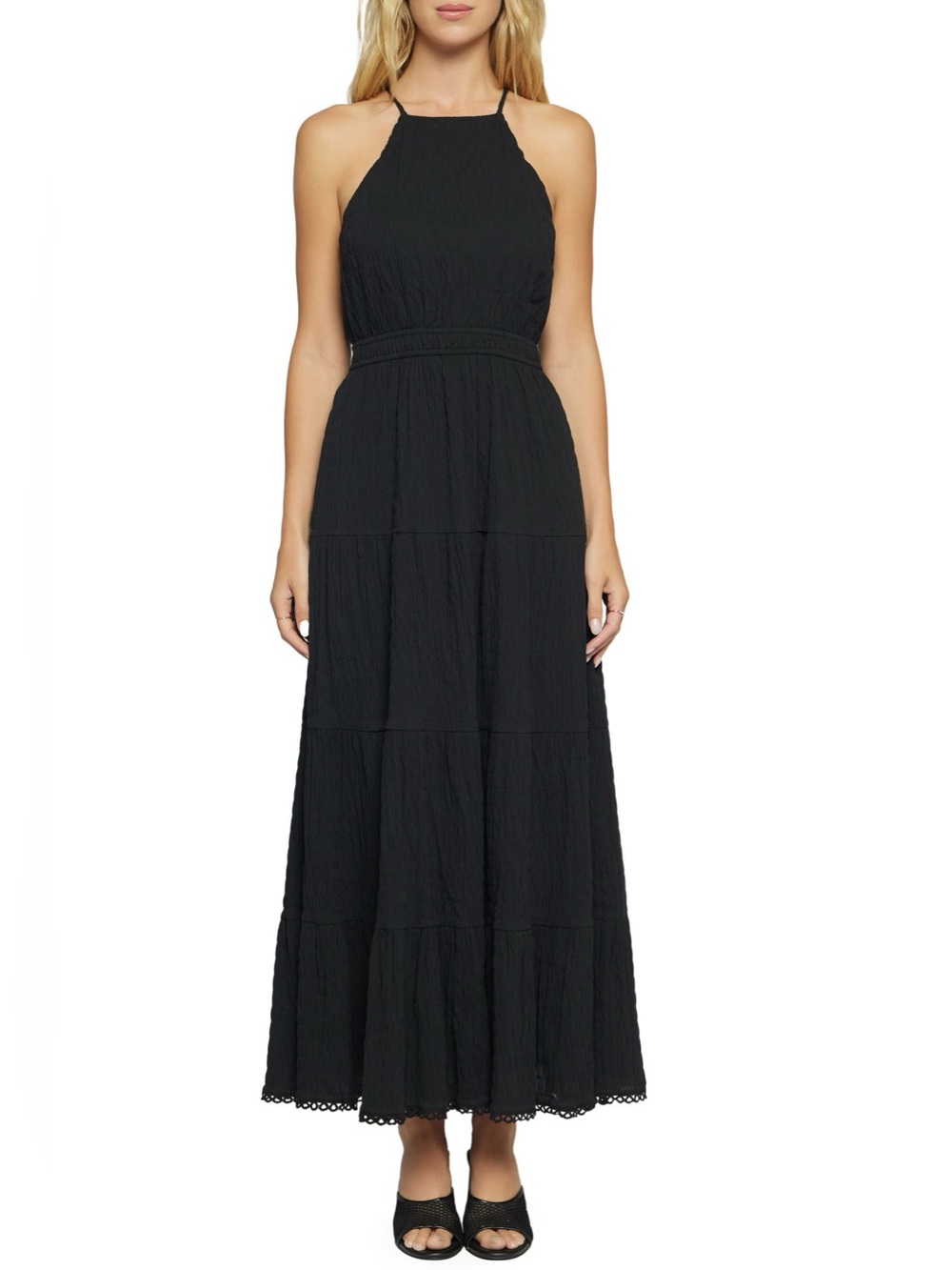 Lost + Wander Black Halter-Tie Maxi Dress